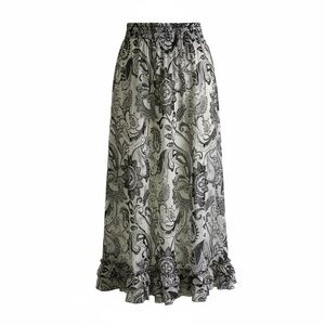 Vanity Black And Gray Paisley Print Sheer Skirt